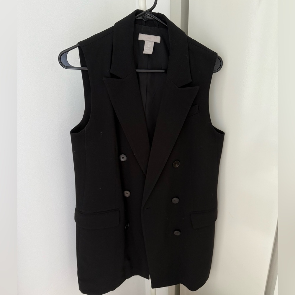 H&M Black Double-Breasted Sleeveless Blazer Vest - Picture 2 of 5